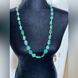 Chunky statement Authentic turquoise boho necklace, 32”​​​​​​​​​​​​​​